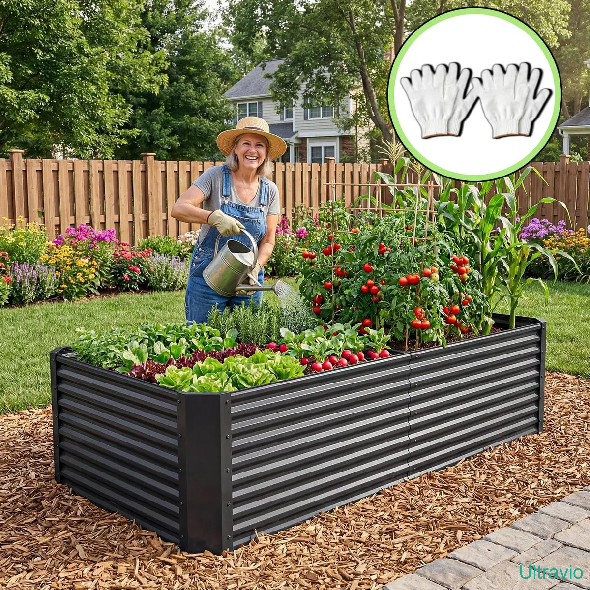 1/2 pcs Raised Garden Bed Kit, with Gloves & Tension Bar