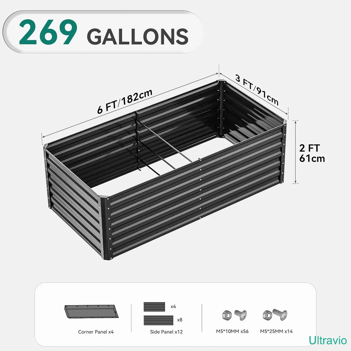 1/2 pcs Raised Garden Bed Kit, with Gloves & Tension Bar
