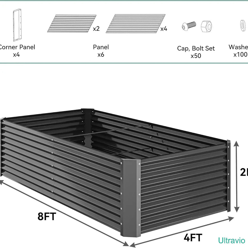 1/2 pcs Raised Garden Bed Kit, with Gloves & Tension Bar